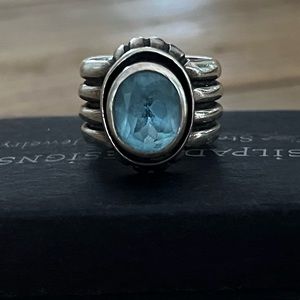 Silpada R0902 Blue Topaz Sterling Silver Ring Size 8